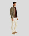 Keefe Grey Bomber Suede Leather Jacket