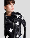 Womens Zaylee Black Biker Star Leather Jacket 3