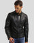 Nollaig Black Leather Racer Jacket