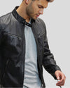 Nollaig Black Leather Racer Jacket