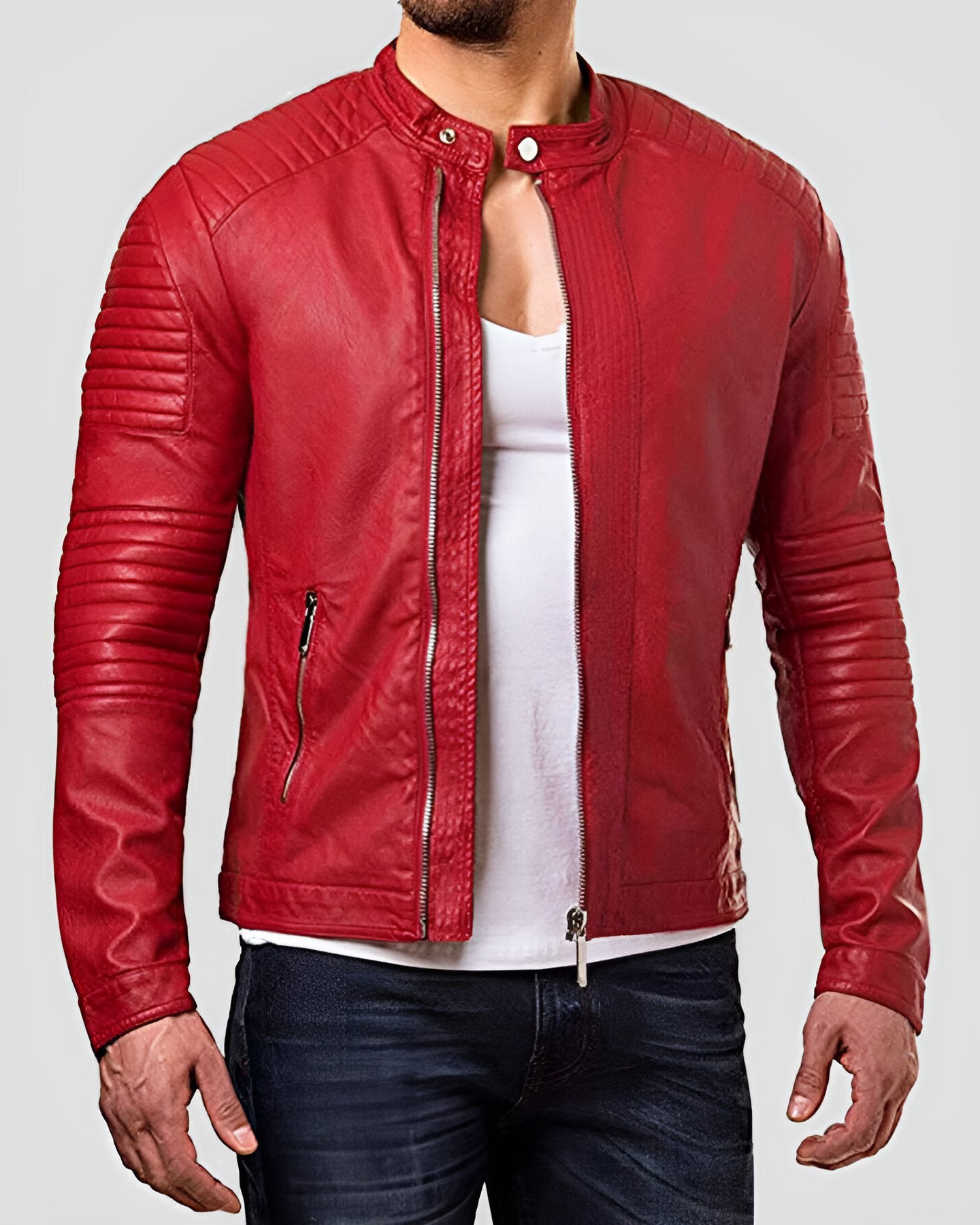 Jacky Red Quilted Leather Jacket