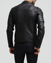 mens black leather racer jacket alejandro1