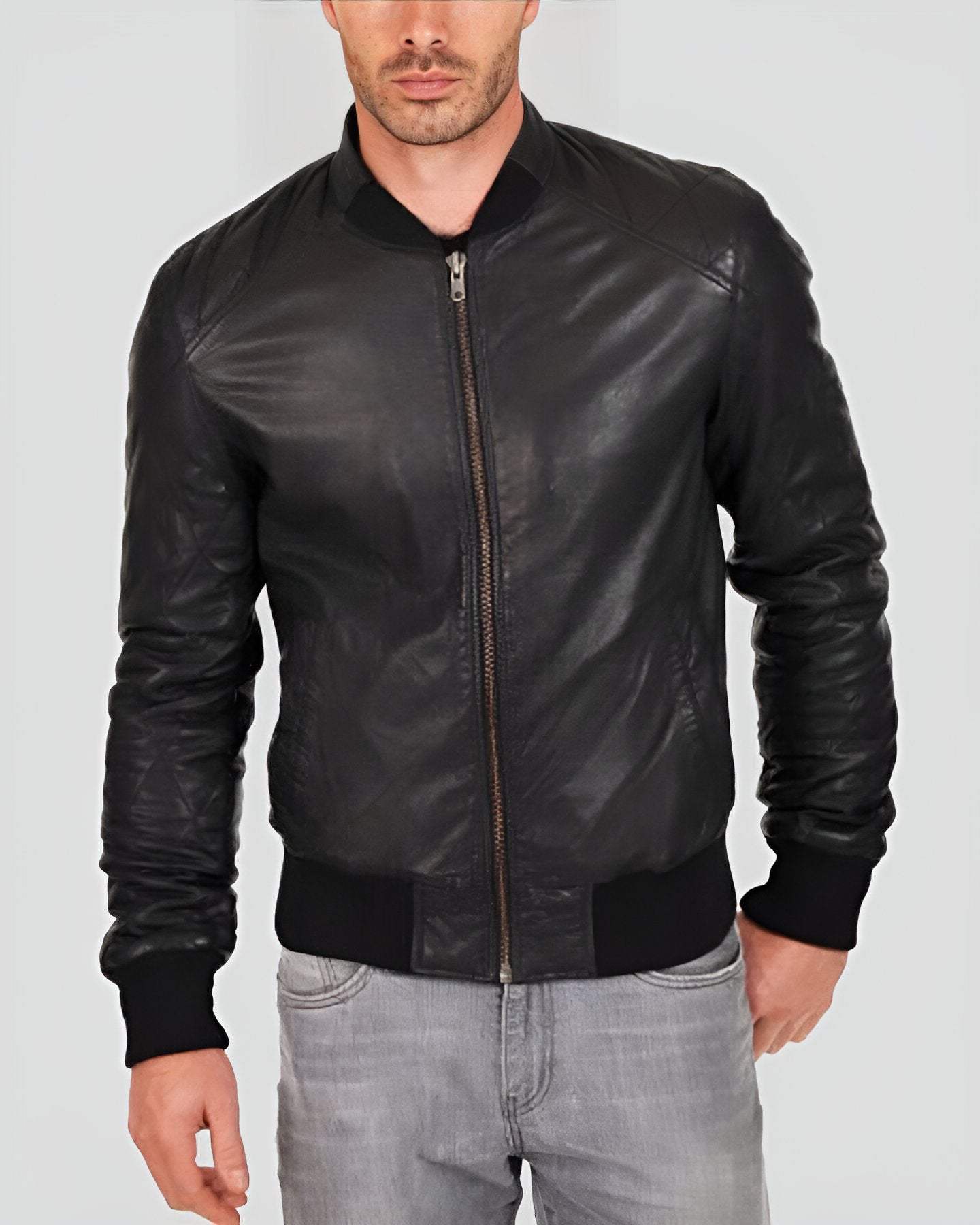 black bomber leather jacket jero mens 1