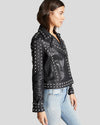 Womens Lizy Black Studded Leather Jacket 3