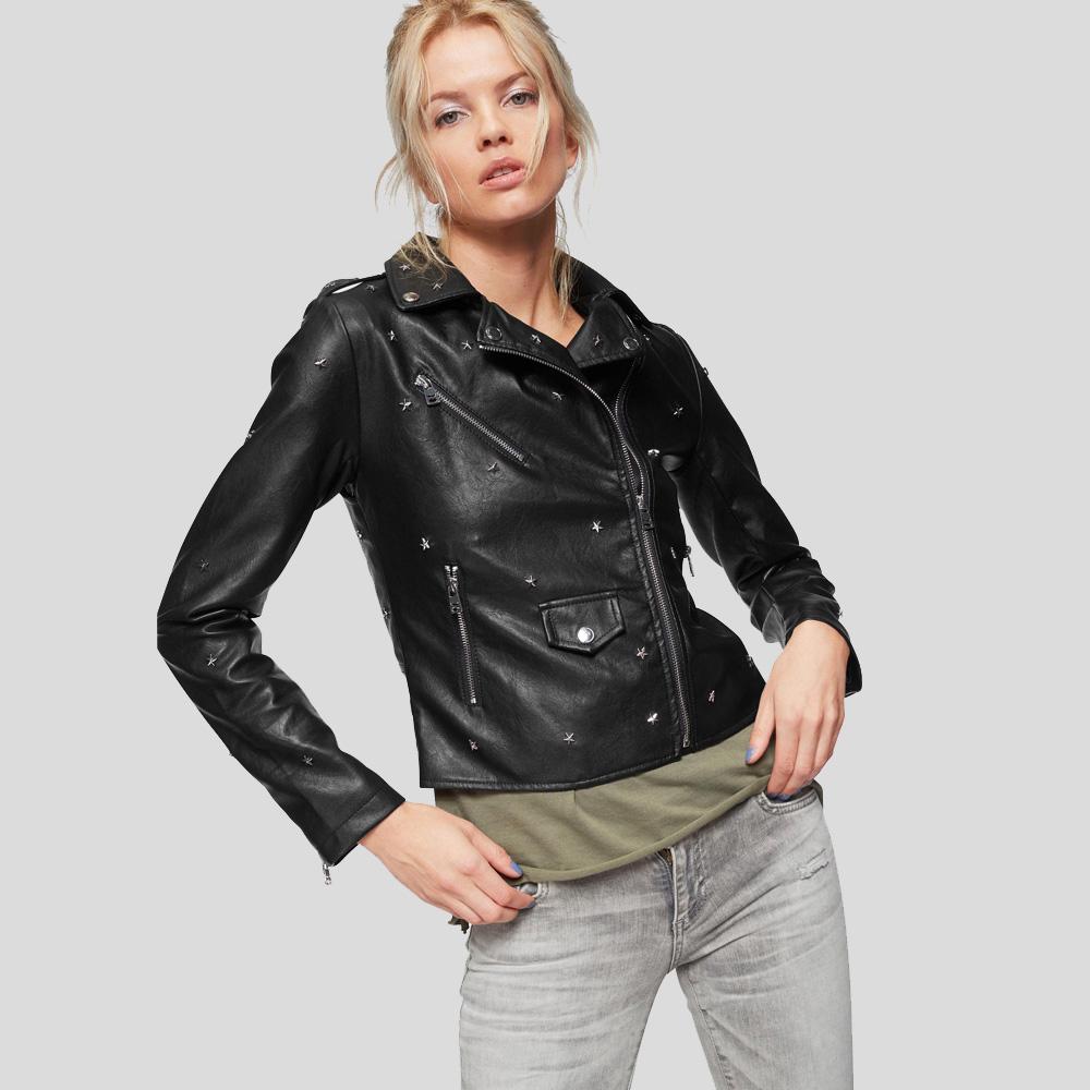 Myah Black Studded Leather Jacket 2